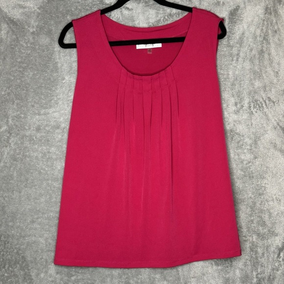 Jones Studio 1X Shirt Tank Top Fuchsia Pink Solid Sleeveless Scoop Neck Stretch - Picture 1 of 7